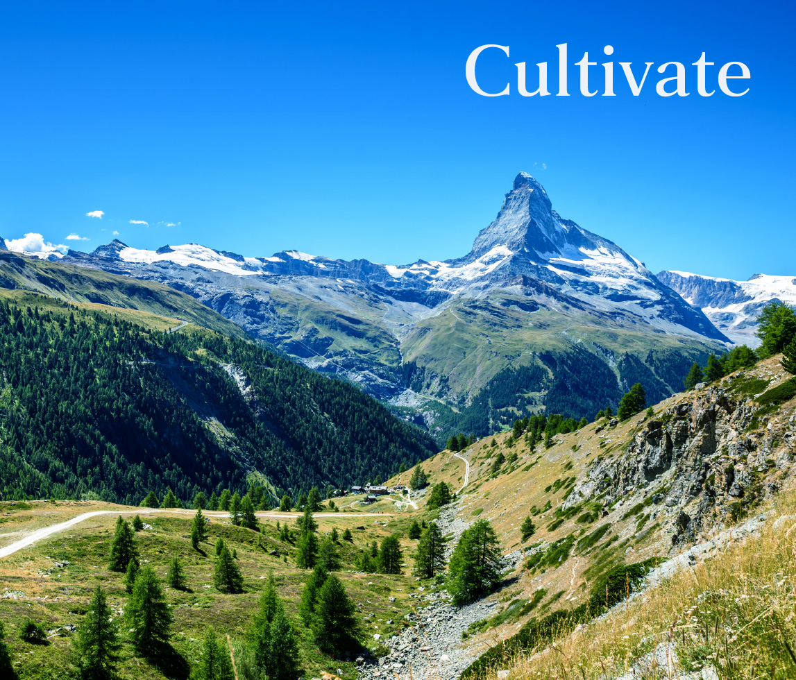 Matterhorn - small village with houses in beautiful landscape of Zermatt, Switzerland
